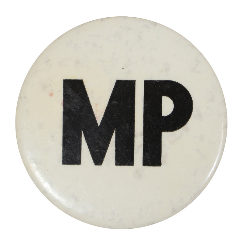 Badge, Pin, MP, Military Police, White Badge, Pin, MP, Military Police, White