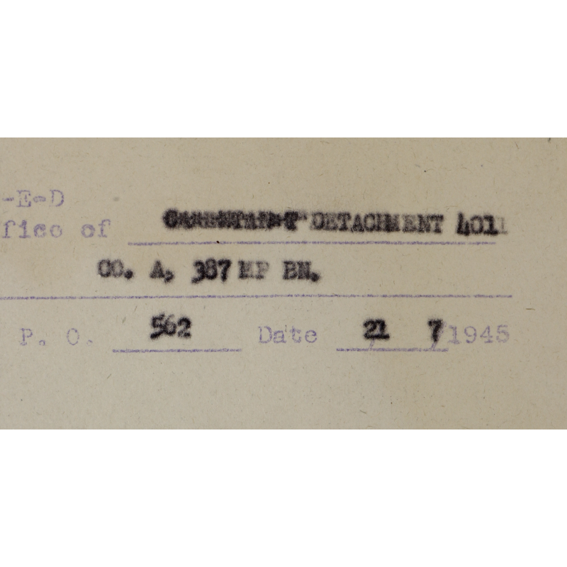 Report of Delinquency, Pvt. Carving Elliott, 254th Port Company, Blosville, Normandy, 1945