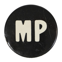 Badge à épingle, MP, Military Police, noir