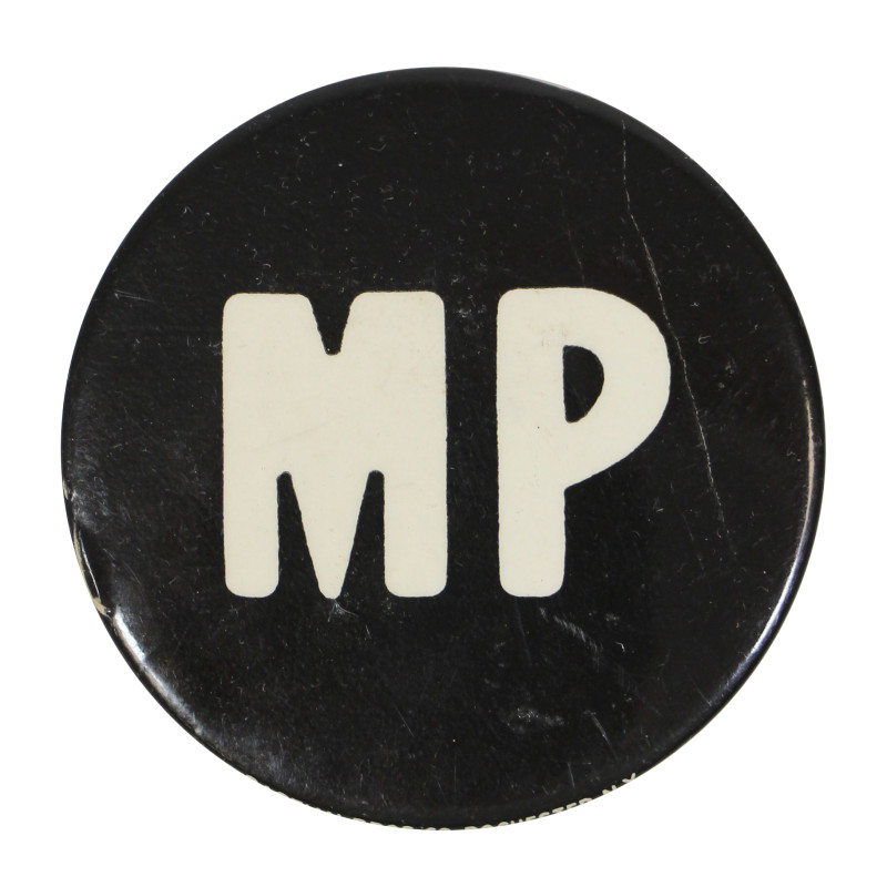 Badge à épingle, MP, Military Police, noir