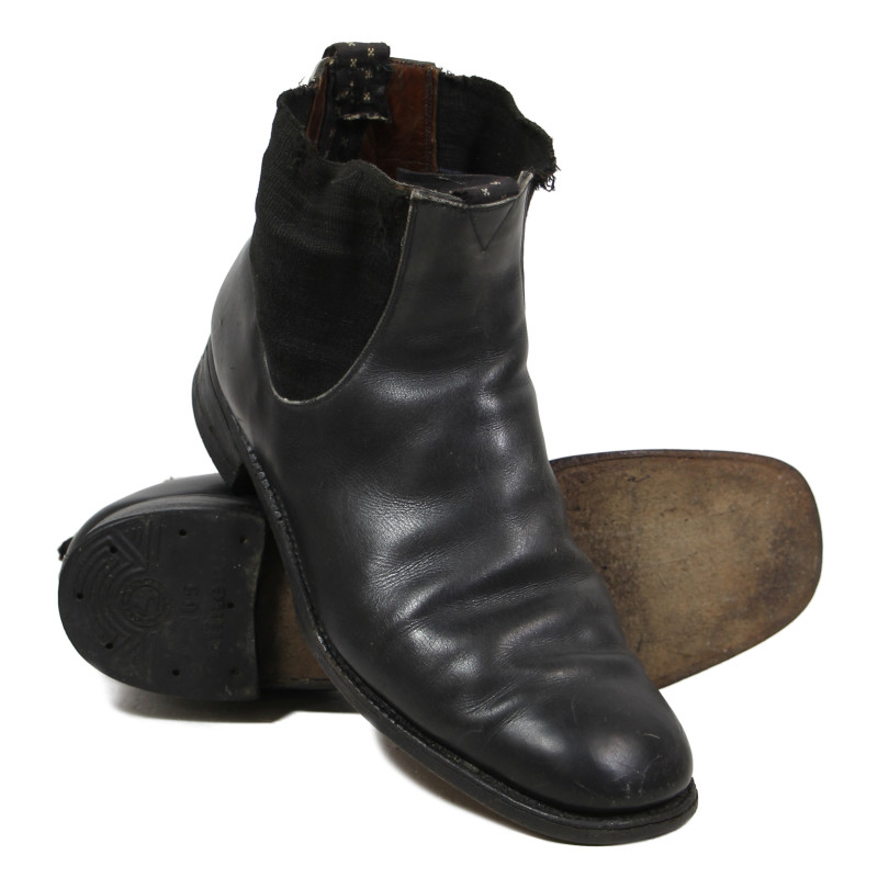 Bottines en cuir noir, tenue de sortie officier allemand