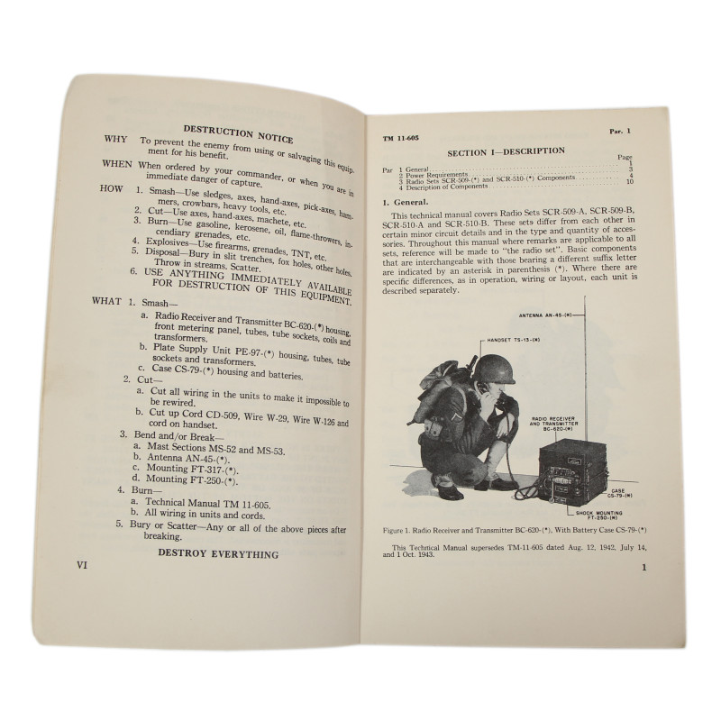 Manuel technique TM 11-605, Radio Sets SCR-509-(*) and SCR-510-(*)
