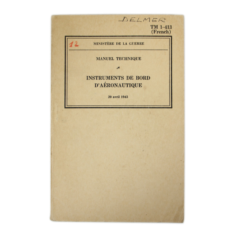 Manual, Technical, TM 1-413, Instruments de bord d'aéronautique, 1943, French version