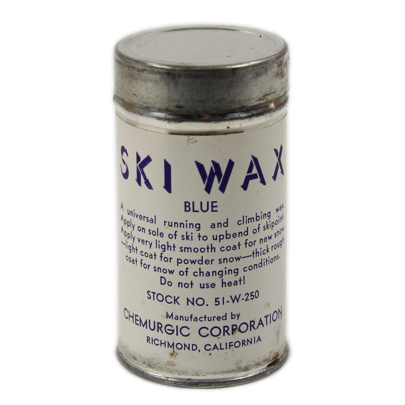 Tube de fartage pour ski, bleu, 1941, FSSF & Mountain, SKI WAX