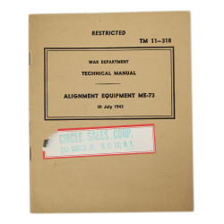 Manual, Technical, TM 11-318, Alignment Equipment ME-73, 1943