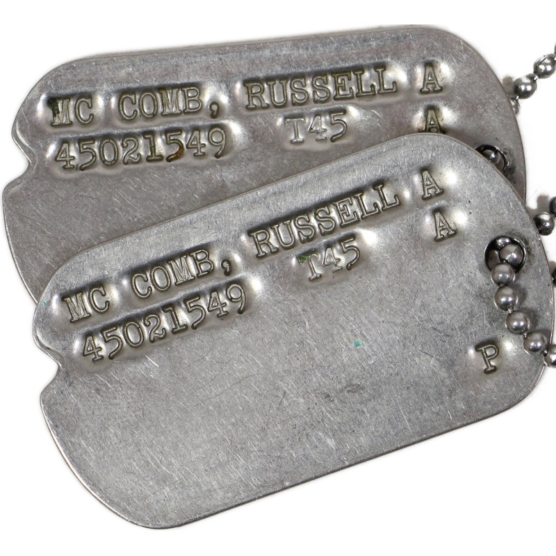 Plaques d'identité, Dog Tags, Pvt. Russell McComb