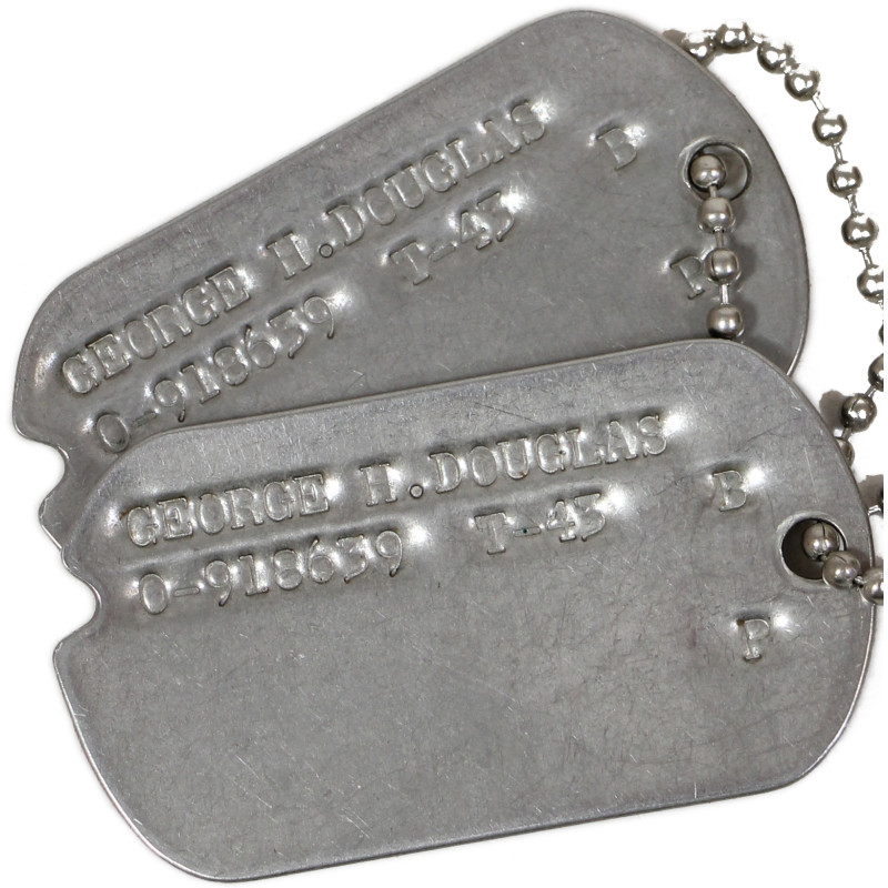 Plaques d'identité, Dog Tags, officier, Captain George Douglas, USAAF