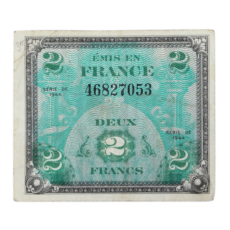 Billet d'invasion, 2 francs, 1944