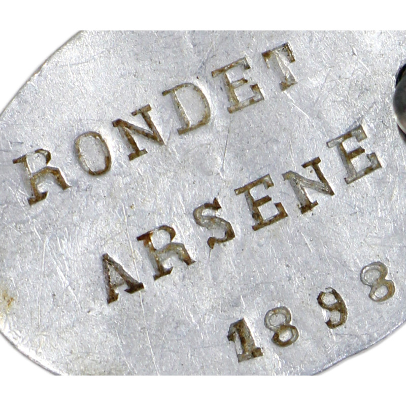 Plaques d'identité françaises, Arsène Rondet, 224e Régiment d'infanterie, 1914-1918, blessé au combat