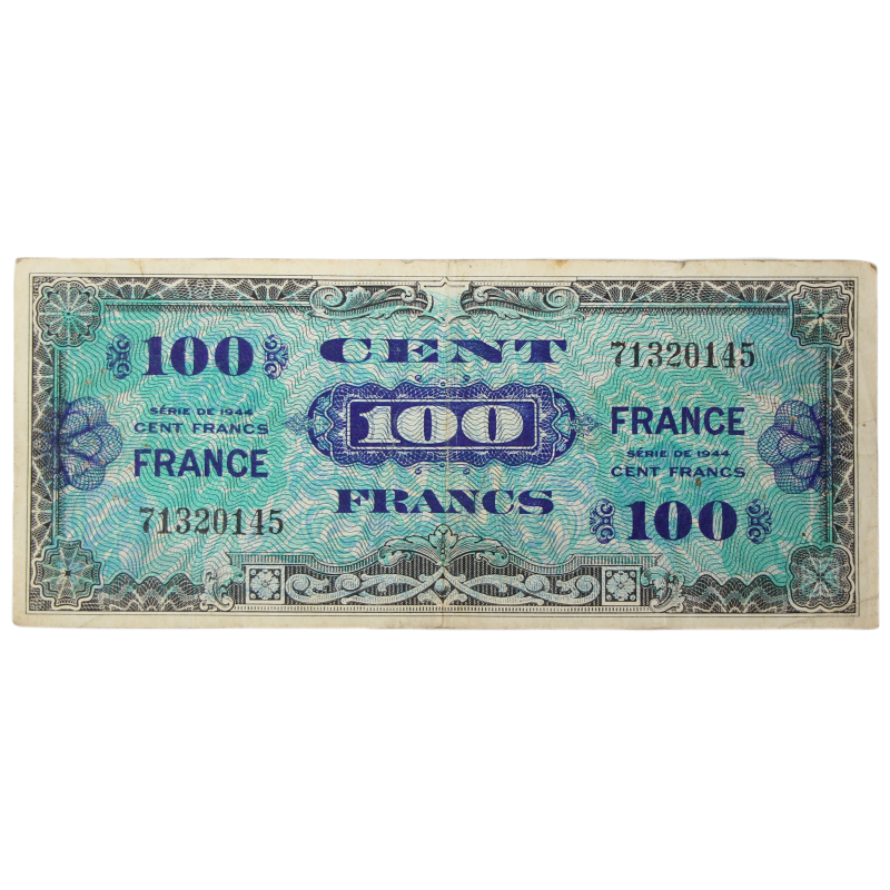 Billet d'invasion, 100 francs, 1944, 2e émission Billet d'invasion, 100 francs, 1944, 2e émission