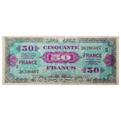 Billet d'invasion, 50 francs, 1944, 2e émission
