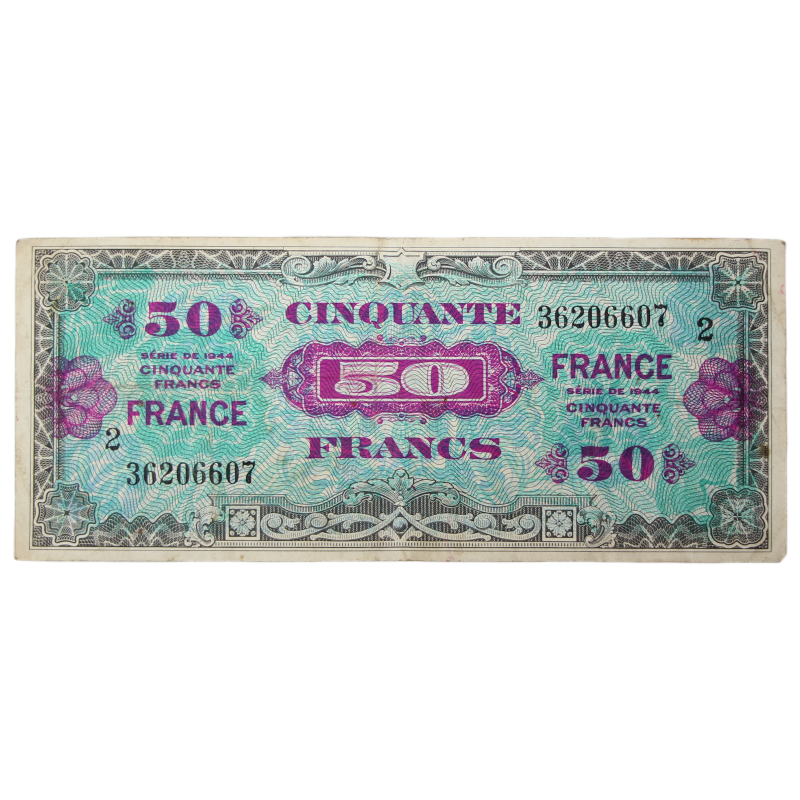Billet d'invasion, 50 francs, 1944, 2e émission