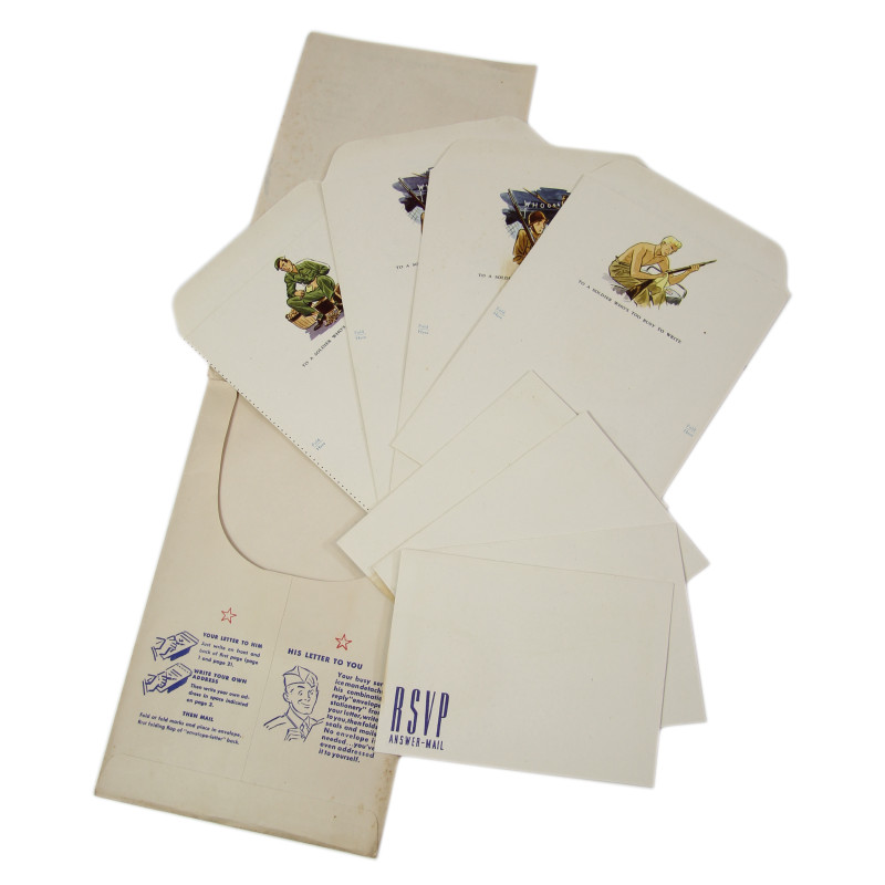 Stationery, Army Series, 4 Sheets & 4 Enveloppes, Answer-Mail
