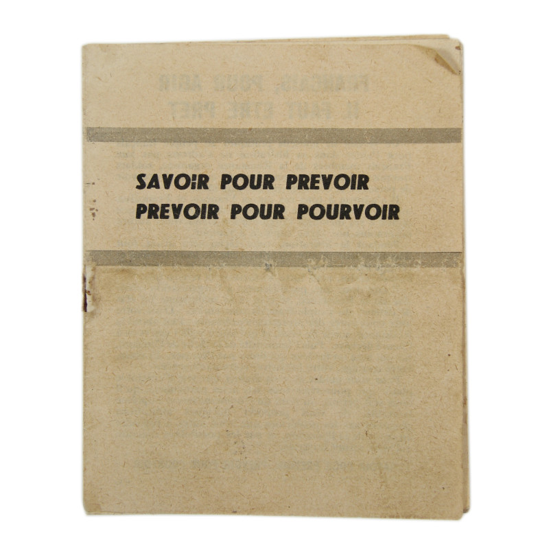 Brochure alliée à destination de la population française, Savoir pour prévoir - prévoir pour pourvoir
