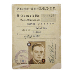 Identity, Card, Schustaffel der N.S.D.A.P., ᛋᛋ-Mann Anatol Petrow, 1940-1941