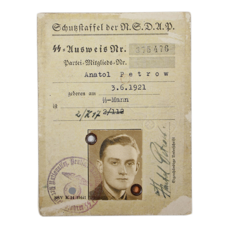 Carte d'identité, Schustaffel der N.S.D.A.P., ᛋᛋ-Mann Anatol Petrow, 1940-1941