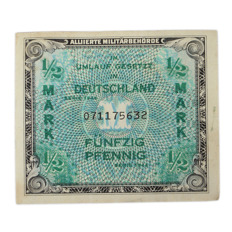 Banknote, 1/2 Mark, Fünfzig Pfennig, Invasion Money, 1944
