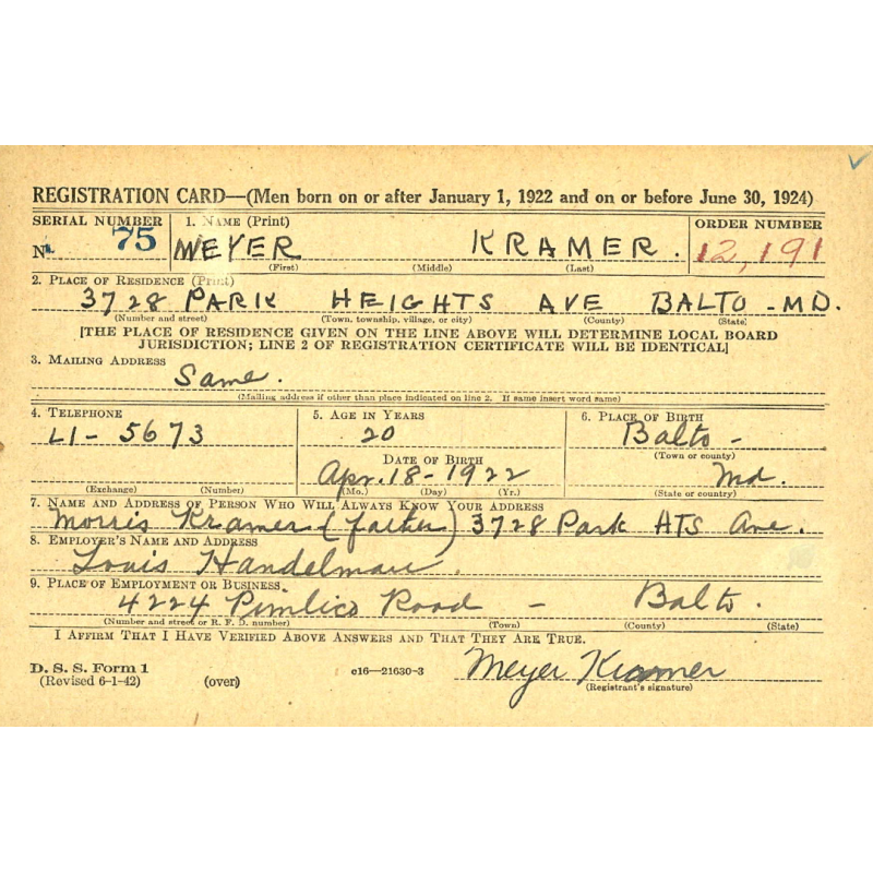 Gourmette, US Army, Locketag, Meyer Kramer