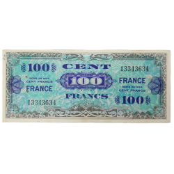Billet d'invasion, 100 francs, 1944, 2e émission