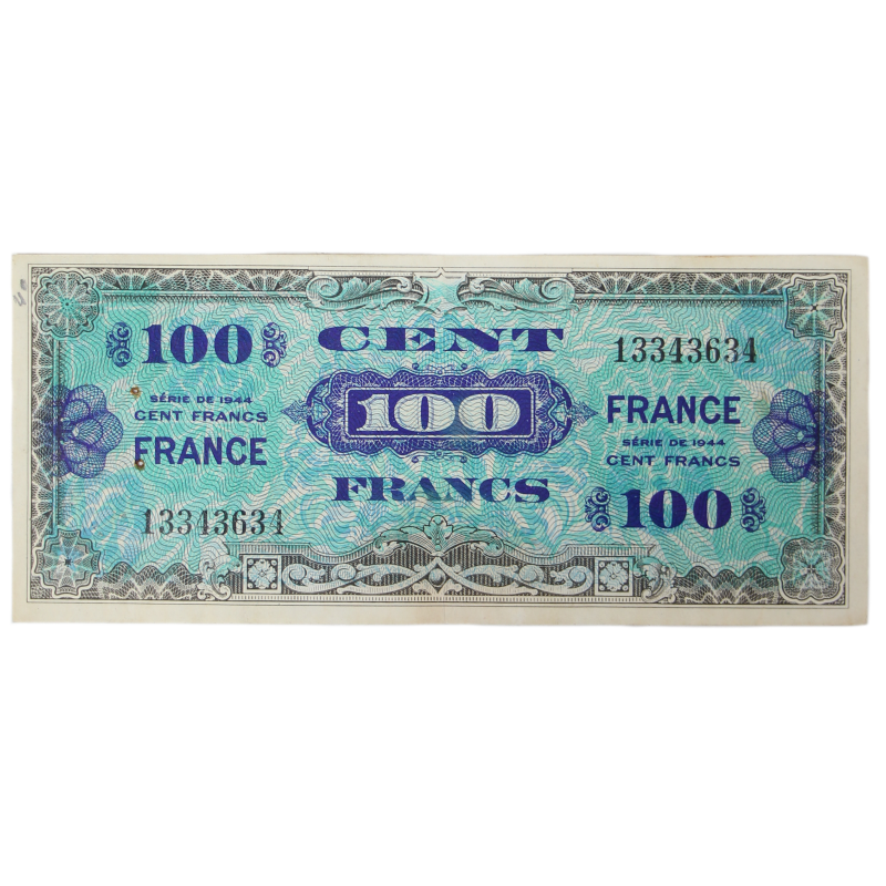 Billet d'invasion, 100 francs, 1944, 2e émission