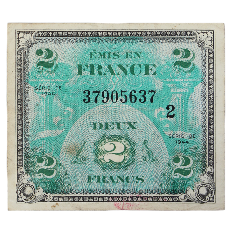 Banknote, Flag, (Invasion Money), 2 Francs, 1944