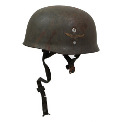 Casque parachutiste M38, Fallschirmjäger, à insigne, impacté, Paris