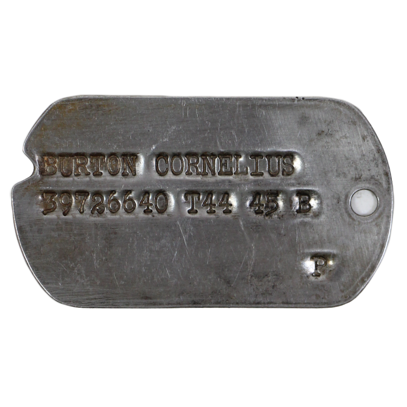 Plaque d'identité, Dog Tag, Pfc. Cornelius Burton
