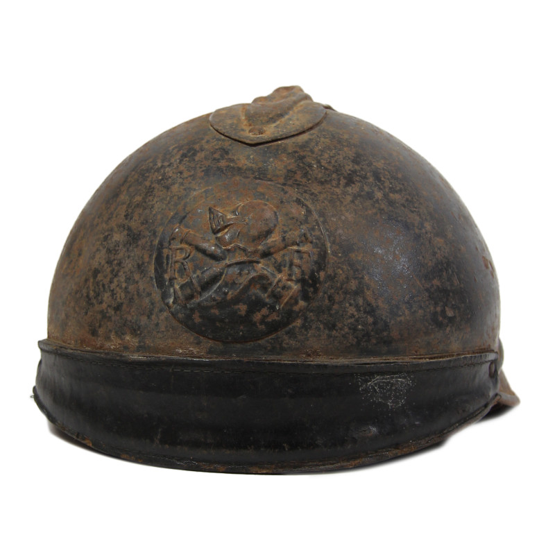 Casque français, Mle 1919, artillerie spéciale, avec poignard d’abordage, insignes et portrait
