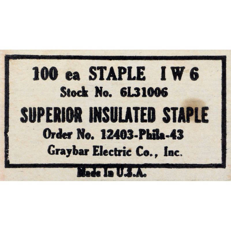 Boîte de 100 agrafes pour câble téléphonique, US Army, 1943