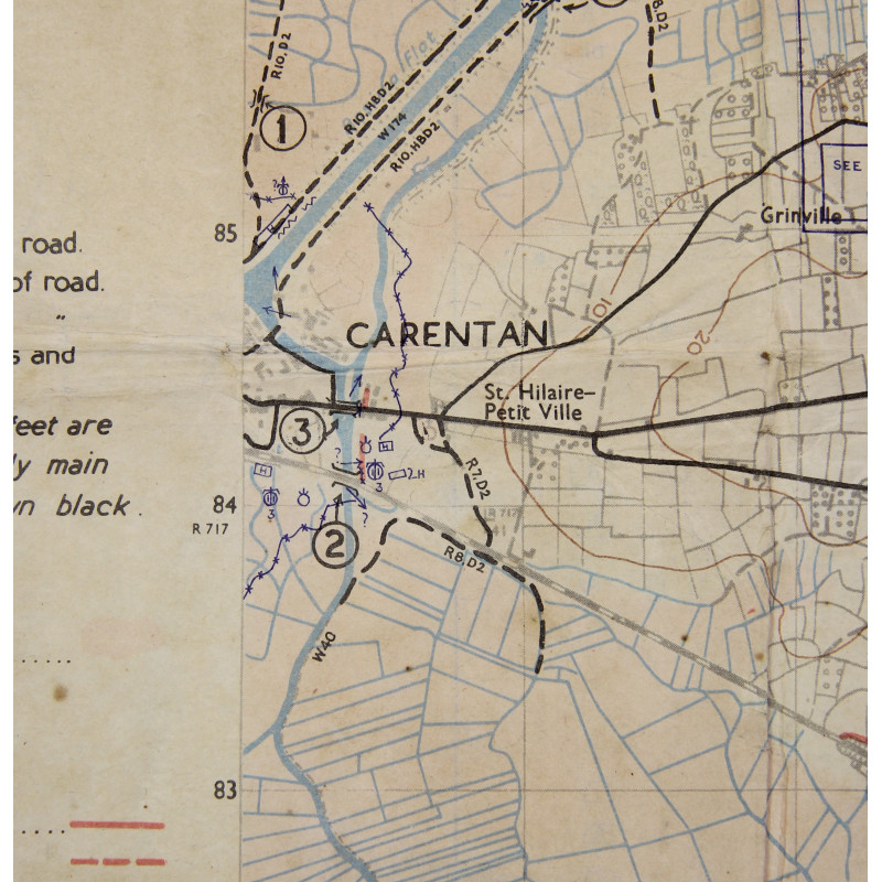 Carte alliée, ISIGNY, "Top Secret", 1944, Normandie