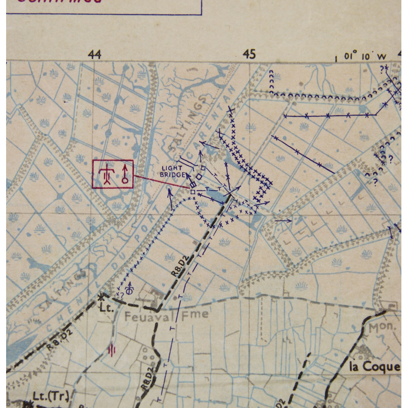 Carte alliée, ISIGNY, "Top Secret", 1944, Normandie