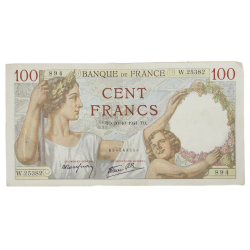 Banknote, 100 French Francs, 1941