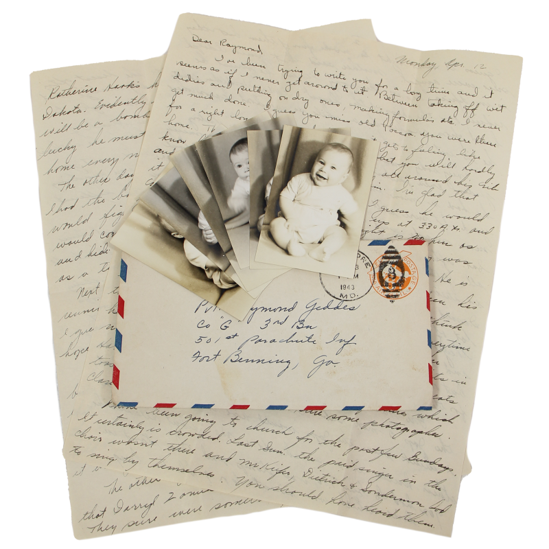 Letter, Pvt. Ray Geddes, Camp Toccoa, 501st PIR, 1943