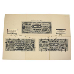 Affiche, contrefaçons du billet d'invasion, 100 francs, 1945