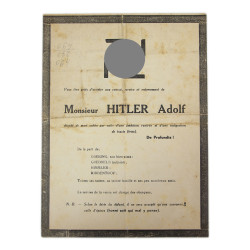 Leaflet, Satirical, French, Adolf Hitler's Obituary