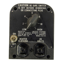 Rhéostat, combinaison chauffante, Type Q-1C, 28 volts, USAF