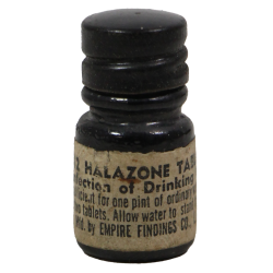 Bottle, Tablets, Halazone, EMPIRE FINDINGS CO.
