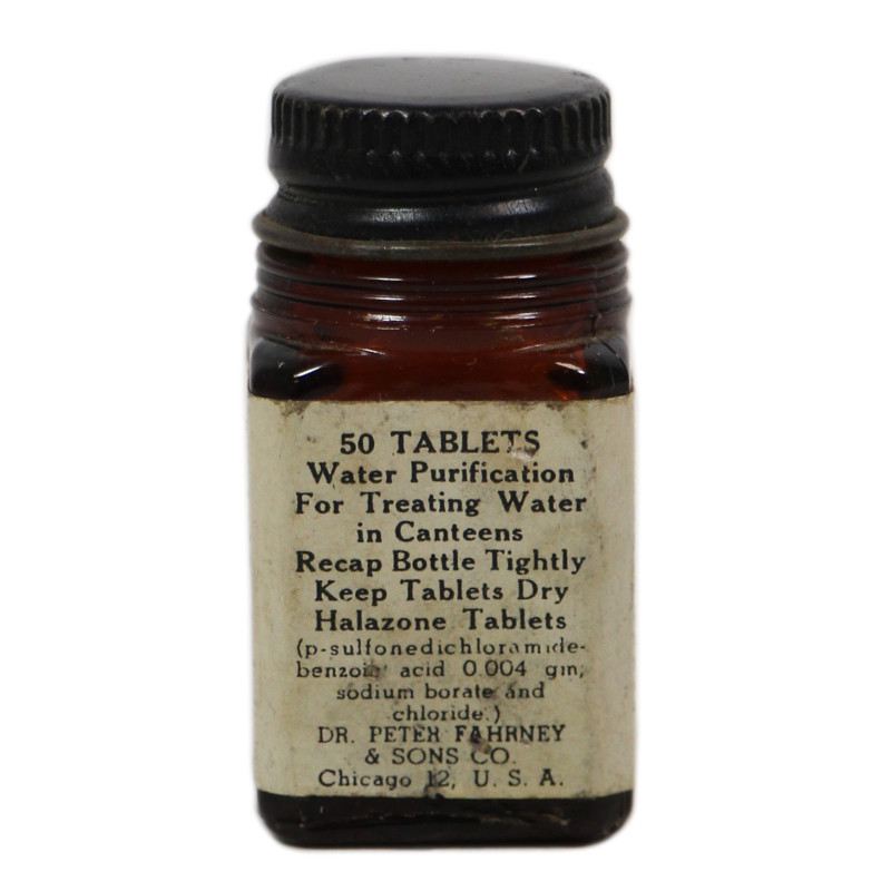 Bottle, Tablets, Halazone, Dr. Peter Fahrney & Sons Co.
