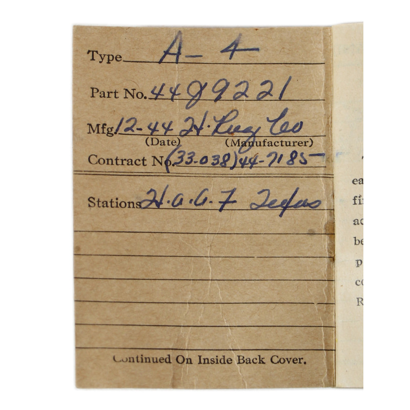 Record, Log, Parachute, A-4, 1944 - 1945