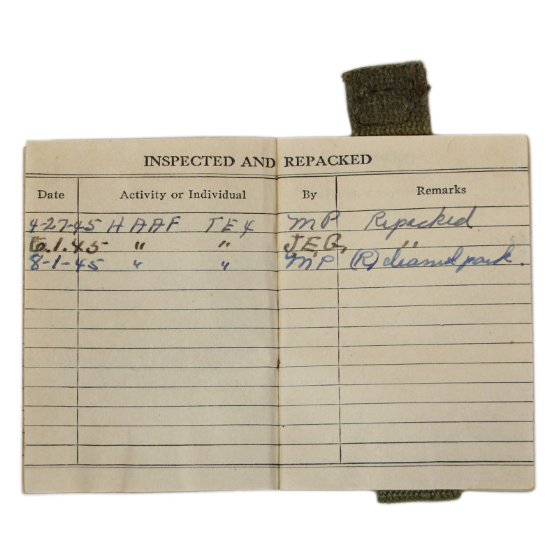 Record, Log, Parachute, A-4, 1944 - 1945