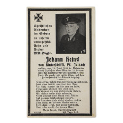 Sterbebilder, Remembrance Card, MU. Obgfr. Johann Heinzl, Marine-Artillerie-Abteilung 612, Kriegsmarine, 1944