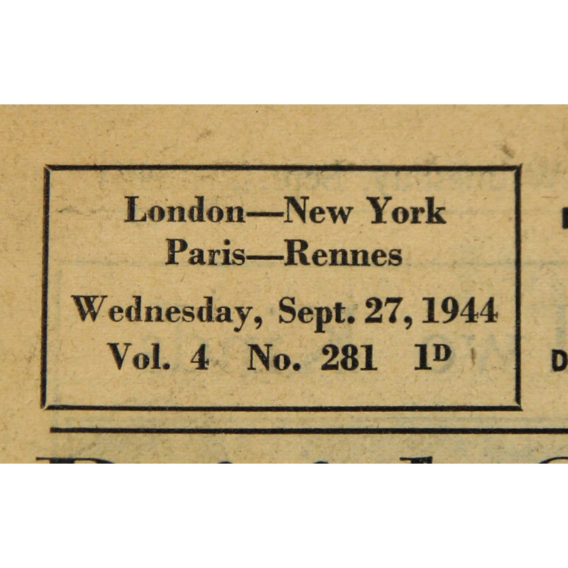 Newspaper, The Stars and Stripes, September 24, 1944, 'British Open New Drive From Corridor'