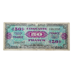Banknote, Invasion Money, 50 Francs, 1944, 2nd Issue