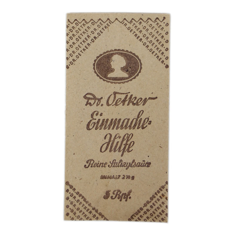 Sachet d'acide salicylique pur, Dr. Oetker, aide à la conserve