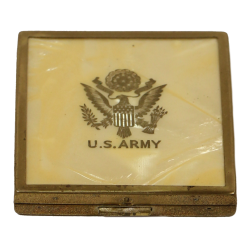 Compact, Powder, Brass, Mother-of-Pearl Lid, US Army