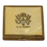 Poudrier en laiton, personnel féminin, couvercle nacré, US Army