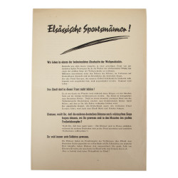 Leaflet, Propaganda, Elsässische Sportsmänner!, Waffen-ᛋᛋ, Strasbourg
