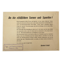 Leaflet, Propaganda, An die elsässischen turner und Sportler!, Waffen-ᛋᛋ, Strasbourg, 1941