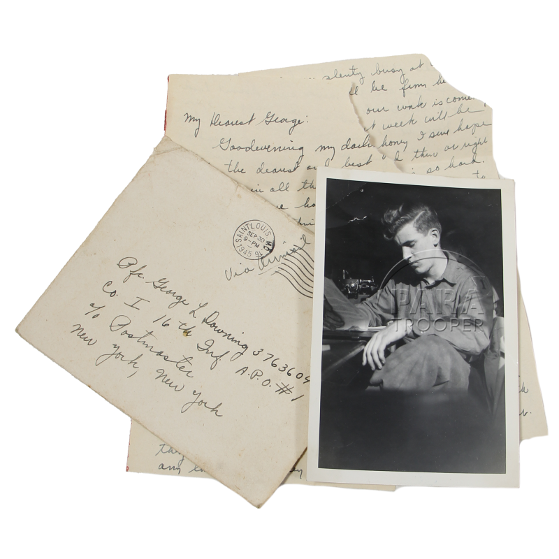 Letter, Pfc. George Downing, Co. I, 16th Inf. Regt., 1st Infantry Division, ETO, 1945 Letter, Pfc. George Downing, Co. I, 16th Inf. Regt., 1st Infantry Division, ETO, 1945
