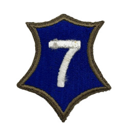 Insigne, VII Corps, US Army, Utah Beach, (1er modèle), bord vert, dos vert